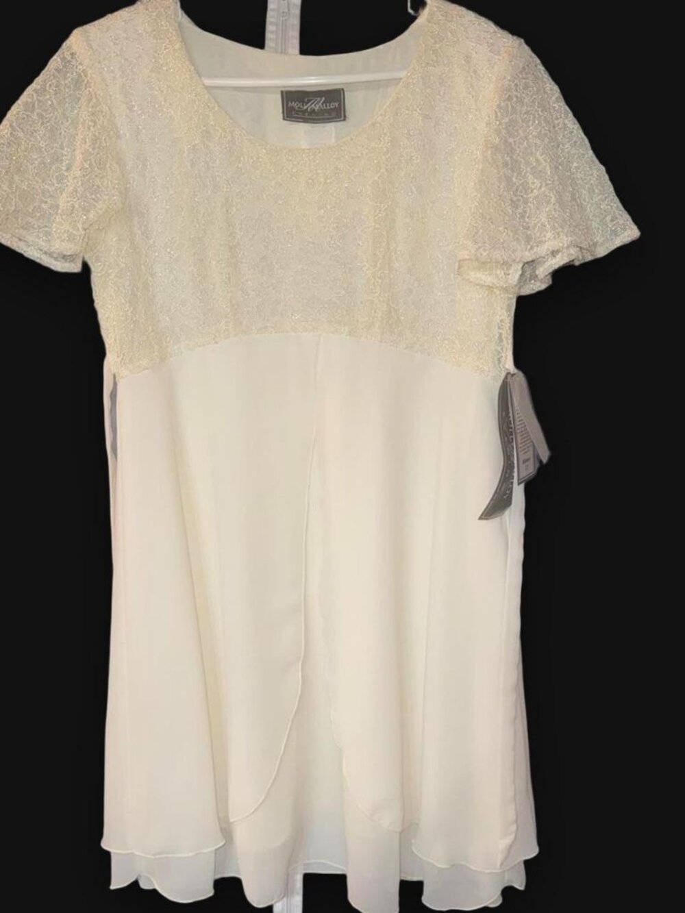 Molly Malloy Sears Vintage White Lace Short Sleeve Dress Size 12 NWT